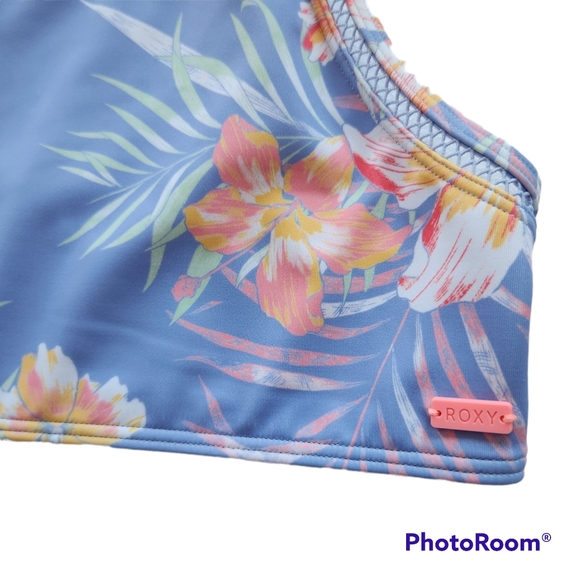 Roxy NWOT Girls Make Waves, Move Mountains Blue Floral Bralette Bikini Top 8-10 - Picture 3 of 10